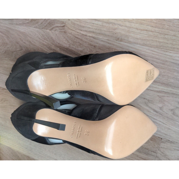 Casadei Black Velvet Open Slit Stiletto heeled Ankle Booties $1,075 - Picture 14 of 16